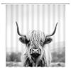 ZWSMZW Highland Cow Shower Curtain Rustic Cattle Bull Western Wild Animal Country Farmhouse Funny Cabin Grey Bathroom Decor Fabric Curtains with Hooks view 1