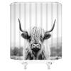 ZWSMZW Highland Cow Shower Curtain Rustic Cattle Bull Western Wild Animal Country Farmhouse Funny Cabin Grey Bathroom Decor Fabric Curtains with Hooks view 2