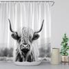 ZWSMZW Highland Cow Shower Curtain Rustic Cattle Bull Western Wild Animal Country Farmhouse Funny Cabin Grey Bathroom Decor Fabric Curtains with Hooks view 3