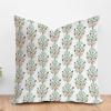 MangGou Chinoiserie Cushion Covers Green Turquoise Flower in Monsoon Pillow Covers Watercolor Chinoiserie Floral Pillow Cases with Zipper for Sofa Living Room 16x16in White Flax view 1