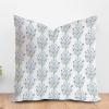 MangGou Chinoiserie Chic Asian Cushion Cover Light Sky Blue Flower in Monsoon Throw Pillow Watercolor Chinoiserie Floral Accent Pillow with Zipper for Living Room Bedroom 16x16in White Flax view 1