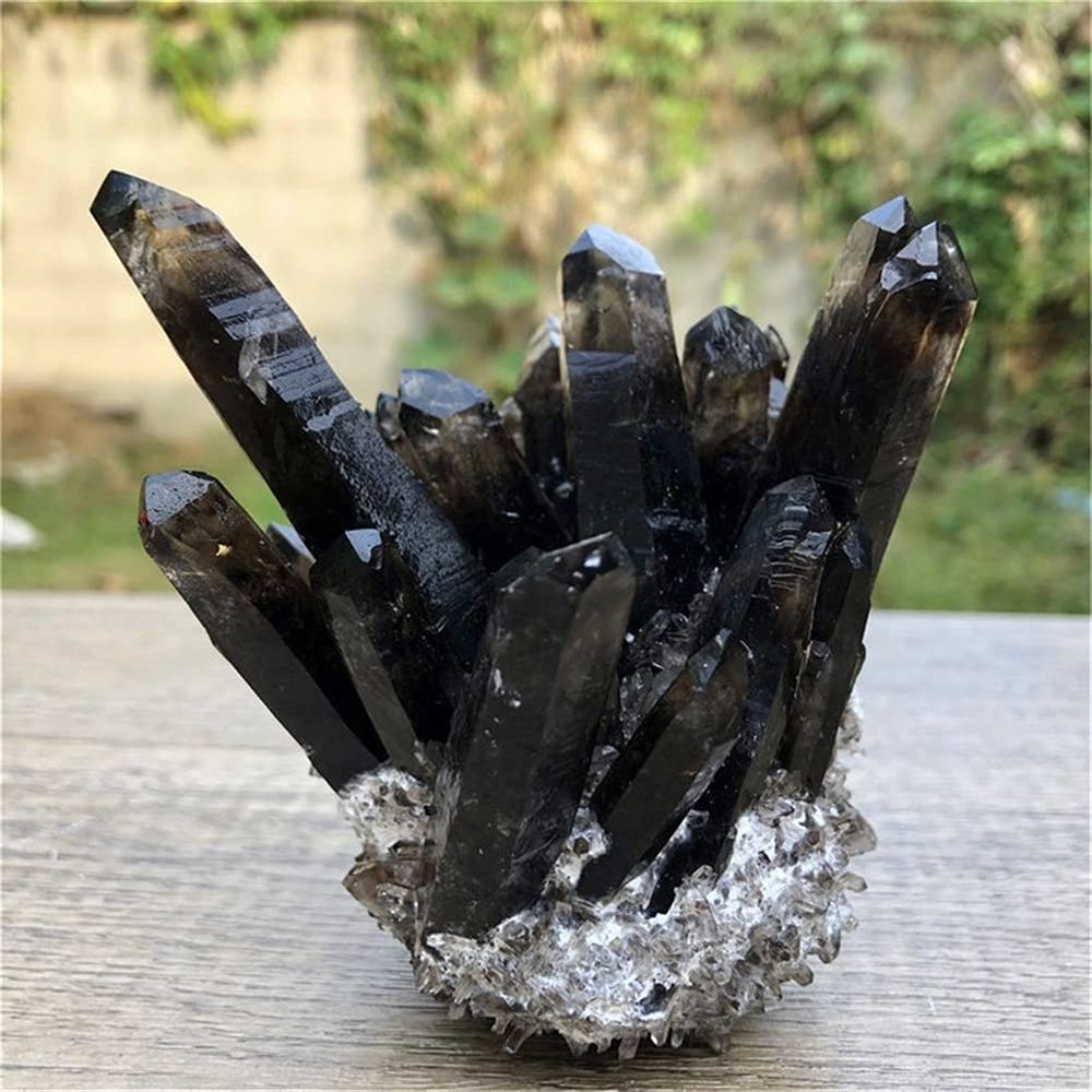 GEBSKI for 400G+Natural Smoky Quartz Quartz Cluster CrystalClear Quartz Point Specimen Degaussing Decor Collection