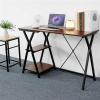 BinOxy Computer Desk/Writing Desk Simple Style Modern Home Office PC Desk Industrial PC Laptop Table with 2-Tier Storage Shelves 47.2" Sturdy Office Writing Workstation, Brown PC Table Study Table view 2