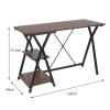 BinOxy Computer Desk/Writing Desk Simple Style Modern Home Office PC Desk Industrial PC Laptop Table with 2-Tier Storage Shelves 47.2" Sturdy Office Writing Workstation, Brown PC Table Study Table view 3