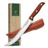 TAN REN Butcher Breaking Knife 8 Inch, Stainless Steel for Meat Cutting, Brisket Trimming With Sheath, Ergonomic Wooden Handle, Carving view 1