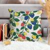 MangGou Summer Lemon Strawberry Garden Cushion Covers Red Yellow Blue Strawberry Fruit Sofa Pillow Cover Japanese Chinoiserie Accent Pillow Double Side Print Pillow 18x18in White Linen view 3