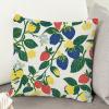 MangGou Summer Lemon Strawberry Garden Cushion Covers Red Yellow Blue Strawberry Fruit Sofa Pillow Cover Japanese Chinoiserie Accent Pillow Double Side Print Pillow 18x18in White Linen view 4