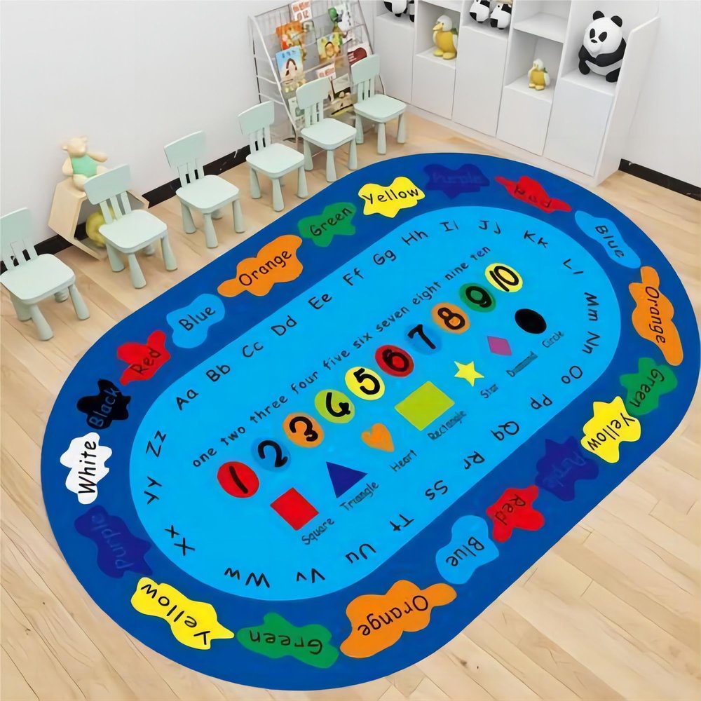 Fouiunler Children's Play Area Rugs, 4x6ft, Fun Colorful Shape Color Numbers Alphabet ABC Rug Baby Rug, Kids Rug Non-Slip Washable RugsClassroom Rugs for Boy Girl Preschool