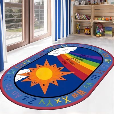 Kids Study Area Rugs, Color Alphabet ABC RugRainbow Sun Digital Printing Classroom Rug, 5x7ft, Baby Rug, Children's Rug Non-Slip Washable RugsClassroom Rug for Boy Girl Preschool