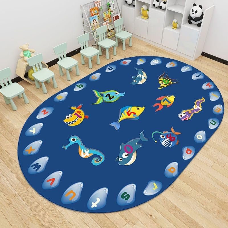 Fouiunler Children's Play Area Rugs, 3x4ft, Color Alphabet ABC RugCartoon Animal Print Ocean Rug, Baby Rug, Kids Rug Non-Slip Washable RugsClassroom Rug for Boy Girl Preschool
