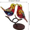CrusJia Stained Glass Birds on Branch Desktop Ornaments, Stained Acrylic Double Sided Multicolor Hummingbird Craft Statue, Metal Art Bird Sculpture - Discover The Enchanting World of Nature (Love) view 2