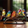CrusJia Stained Glass Birds on Branch Desktop Ornaments, Stained Acrylic Double Sided Multicolor Hummingbird Craft Statue, Metal Art Bird Sculpture - Discover The Enchanting World of Nature (Love) view 4