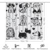 Cute Dog 4 Pieces Shower Curtain Set,Abstract Black & White Animal Dog Paw Non-Slip Rugs Toilet Lid Cover Bath Mat and Bathroom Curtain view 2
