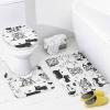 Cute Dog 4 Pieces Shower Curtain Set,Abstract Black & White Animal Dog Paw Non-Slip Rugs Toilet Lid Cover Bath Mat and Bathroom Curtain view 4