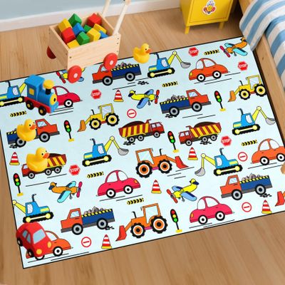 Jiospet Car Track Rug for Kids 3x5 Feet Play Mat, Road Map Rug for Boys Room and Playroom, Preschool Learning