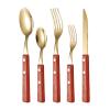 Stainless Steel Spoon Rosewood Handle Cutlery Knife Fork Spoon 5 Pieces Set Steak Knife and Fork view 1