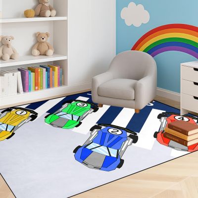 Jiospet Car Road Rug for Kids 5x7 Feet, Educational Play Mat Interactive Car Carpet for Children's Room Floor Decor