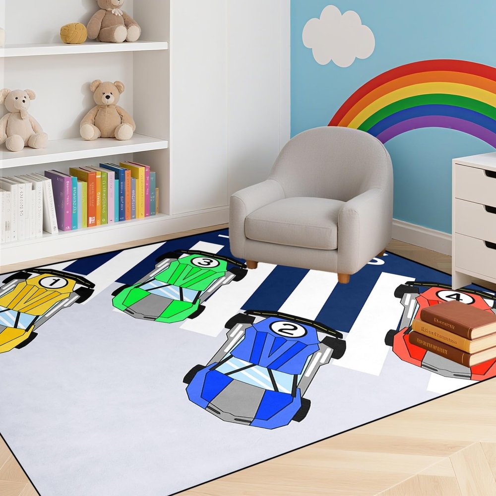 Jiospet Car Road Rug for Kids 5x7 Feet, Educational Play Mat Interactive Car Carpet for Children's Room Floor Decor
