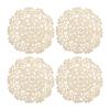 uxcell Fabric Coasters, 4pcs 4" - Cotton Woven Crochet Doilies, Lace Embroidery Cup Mat with Floral Pattern for Wedding Party Decoration (Beige) view 1