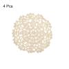 uxcell Fabric Coasters, 4pcs 4" - Cotton Woven Crochet Doilies, Lace Embroidery Cup Mat with Floral Pattern for Wedding Party Decoration (Beige) view 3