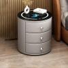 WZDHYYWS Smart Nightstand with Wireless Charging Station, Smart Side Table, Modern Nightstand with Tri-Color LED Light, Bedroom Side Table, Sofa Table, Storage Drawer.,Gray,3 Floors view 1