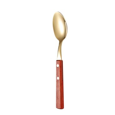 Stainless Steel Spoon Rosewood Handle Cutlery Knife Fork Spoon 5 Pieces Set Steak Knife and Fork