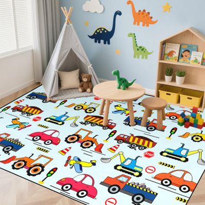 Jiospet Car Road Rug for Kids 5x7 Feet, Educational Play Mat Interactive Car Carpet for Children's Room Floor Decor