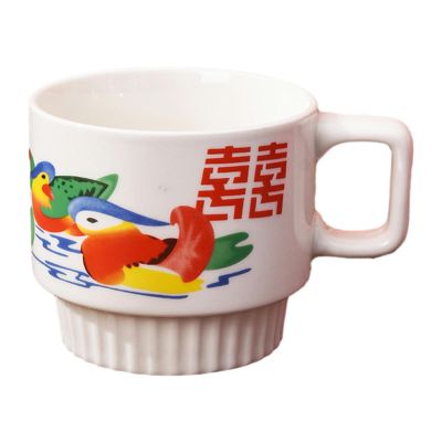 300ml/10oz vintage spittoon ceramic mug in a nostalgic gift box for office home restaurant cafe teahouse-Mandarin Duck Single Cup-301-400ml