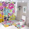Cute Puppy Dog Animal 4 Pcs Waterproof Shower Curtain Set,Bright Colorful Paw Pet Lover with Waterproof Toilet Cover Shower Mat Rugs view 1
