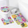 Cute Puppy Dog Animal 4 Pcs Waterproof Shower Curtain Set,Bright Colorful Paw Pet Lover with Waterproof Toilet Cover Shower Mat Rugs view 4