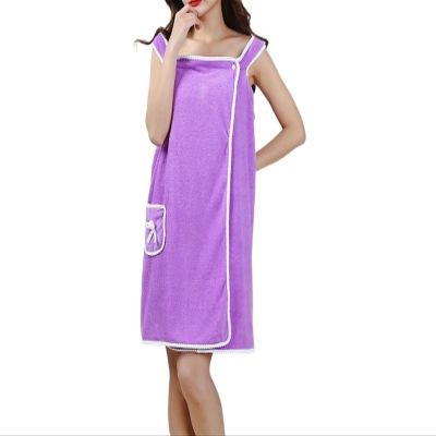 AYGJKIE Portable Shower Towel with Pocket Soft Dress Women's Absorbent Bathrobe Bathrobes for Women After Shower (Color : Purple, Size : 80X135cm)