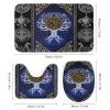Abstract Ancient Vikings 4 Pcs Waterproof Shower Curtain Set,Retro Norse Mythology Mystical Symbol Tree of Life with Waterproof Toilet Cover Shower Mat Rugs view 3
