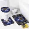 Abstract Ancient Vikings 4 Pcs Waterproof Shower Curtain Set,Retro Norse Mythology Mystical Symbol Tree of Life with Waterproof Toilet Cover Shower Mat Rugs view 4