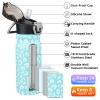 BJPKPK Insulated Water Bottle 18oz Stainless Steel Water Bottles with Straw and Carry Handle Double Wall Metal Thermal Flask,Sky Blue Leopard view 2