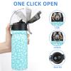 BJPKPK Insulated Water Bottle 18oz Stainless Steel Water Bottles with Straw and Carry Handle Double Wall Metal Thermal Flask,Sky Blue Leopard view 3