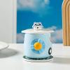 400ml/13.5oz Covered Spoon Breakfast Ceramic Mug Cute Cartoon Shape Home Men's and Women's Water Cup for office home-Set of four view 3