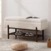 Shunzhi Modern Entryway Storage Bench, Upholstered Shoe Ottoman Bench, Flip-Top End of Bed Bench with Wood Shelf for Living Room/Bedroom/Hallway/Under Window,45Inches, Cream Faux Fur view 1