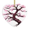 Cherry Blossoms Tree Ceramic Heart Pendant for Home Shopping Mall Christmas Tree Hanging Decoration view 1