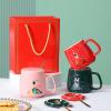 300ml/10oz Girls' Ceramic Mug gift set Suitable for office home restaurant cafe teahouse lounge bar-green-301-400ml view 4
