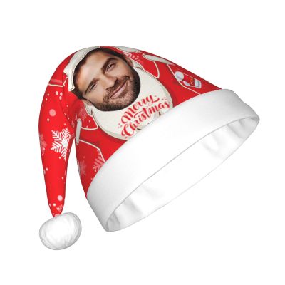 LucBuy Custom Santa Hat with Text, Funny Personalized Christmas Hats for Adults and Kids,Soft Velvet Customized Santa Cap,Cute Plush Hat Novelty Gifts New Year's Festive Holiday Party Supplies (A10)