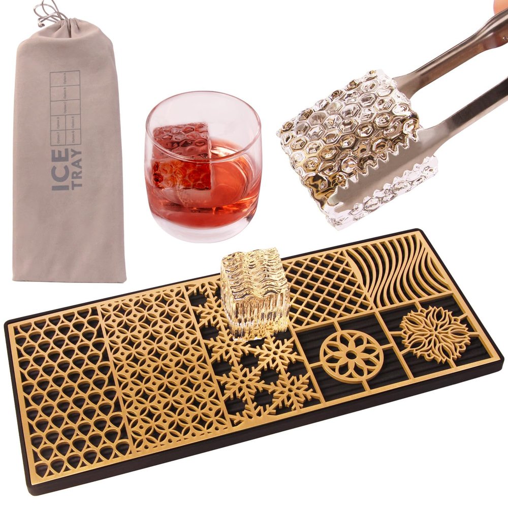 Ice Press Craft Modern Ice Molds Stamps For Cocktails Whiskey Bourbon Maker Brass Custom Ice Cube Stamp Fast Patterns Bartender Accessories