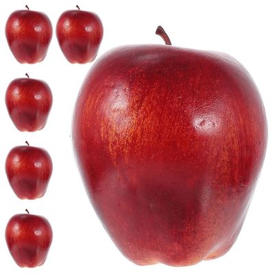 6pcs Artificial Fake Dark Red Simulation Red Delicious Apples Set Lifelike Fruit Model for Home Kitchen Wedding Party Decoration Photography