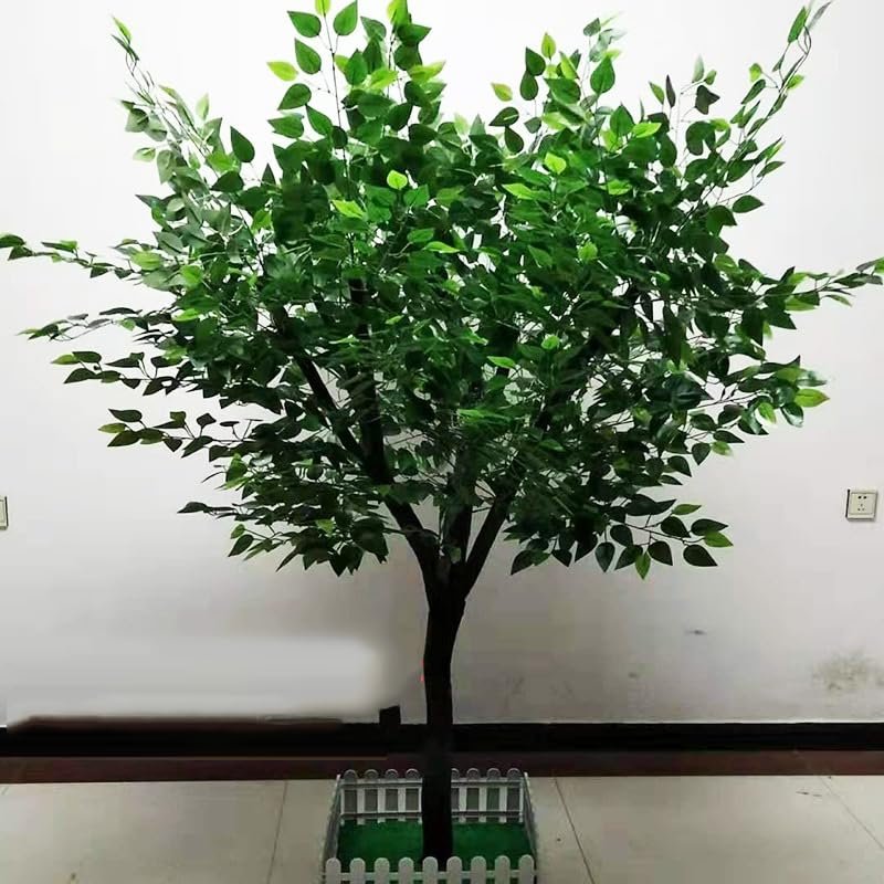 ESRADA Artificial Ficus Tree, Fake Plastic Ficus Plant in Pot with Durable Plastic Trunk, Faux Plant for Home Decor Office House Living Room Indoor 1.8mx1.5m