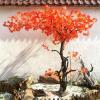 ESRADA Artificial Flowers Fake Flowers Silk Plastic Plants Cherry Blossom Trees Plants for Home Garden Party Wedding Decoration Fake Flowers(Orange) orange2-3.5mx3m view 3