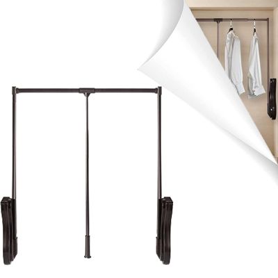 Adjustable Width Pull Down Hanging Rail for Wardrobe, Pull Down Wardrobe Rail Lift, Heavy Duty Wardrobe Lift Rail Organizer Storage System for Bedroom Cloakroom (Size : 48-70cm)