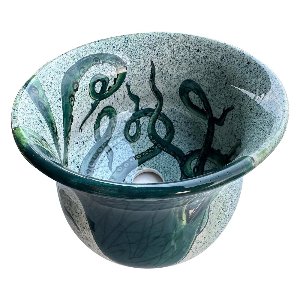 Bathroom Octopus Vessel Sink, Round Sink Basin, Bathroom Above Countertop Vanity Basin, Bowl Sink Lavatory, Bathroom Remodeling, Powder Room