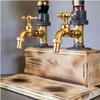 Antique Brass Plumbing Kit, Whiskey Wooden Dispenser Faucet Shape, Party Alcohol Fountain, Cocktail Decanter, Bartender Drink Holder Father's Foot Day, Double view 2