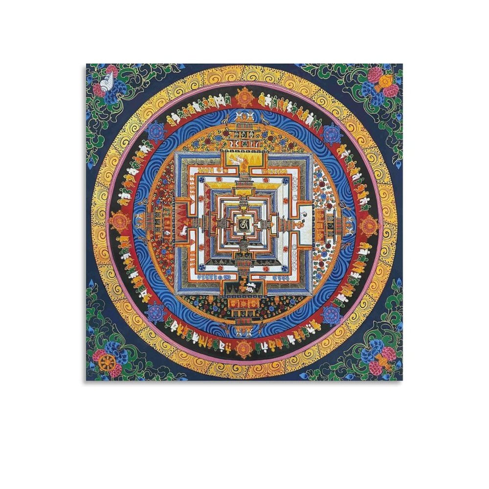 48 Cm Kalachakra Mandala Thangka Art Poster Posters Wall Art Painting Canvas Gift Living Room Prints Bedroom Decor Poster Artworks 24x24inch(60x60cm)