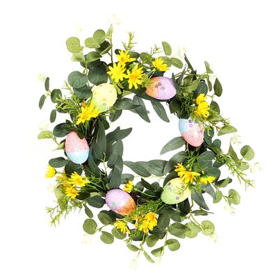 WOFASHPURET 1pc Artificial Easter Wreath Decoration Simulated Floral Design for Spring Festivities for Front Door Wall Garden Decor Creates Fun Atmosphere
