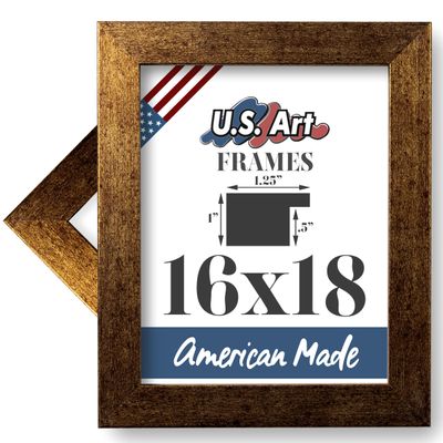 US Art 16x18 Brushed Copper Flat 1.25 Inch, Smooth Wrapped Finish Wood Composite Wall Decor Picture Poster Frame